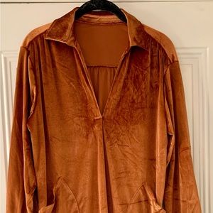Velvet Stretch Tunic Dress Copper Size 2-4